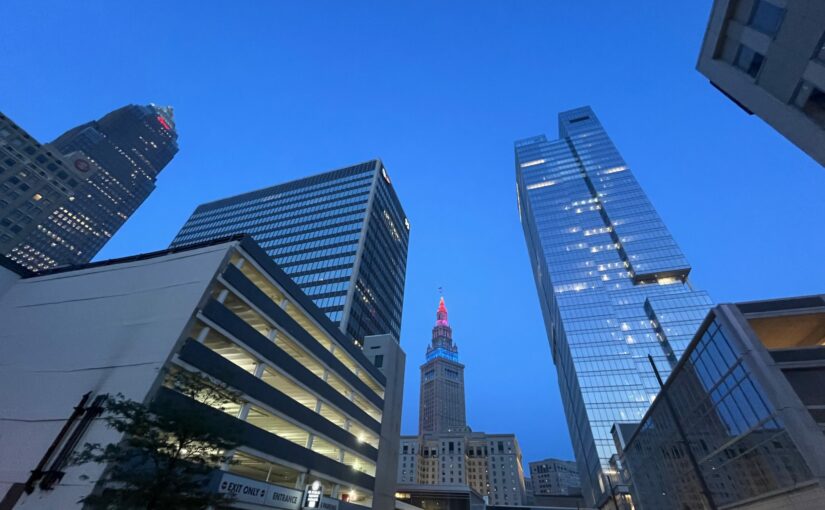 Cleveland downtown by night